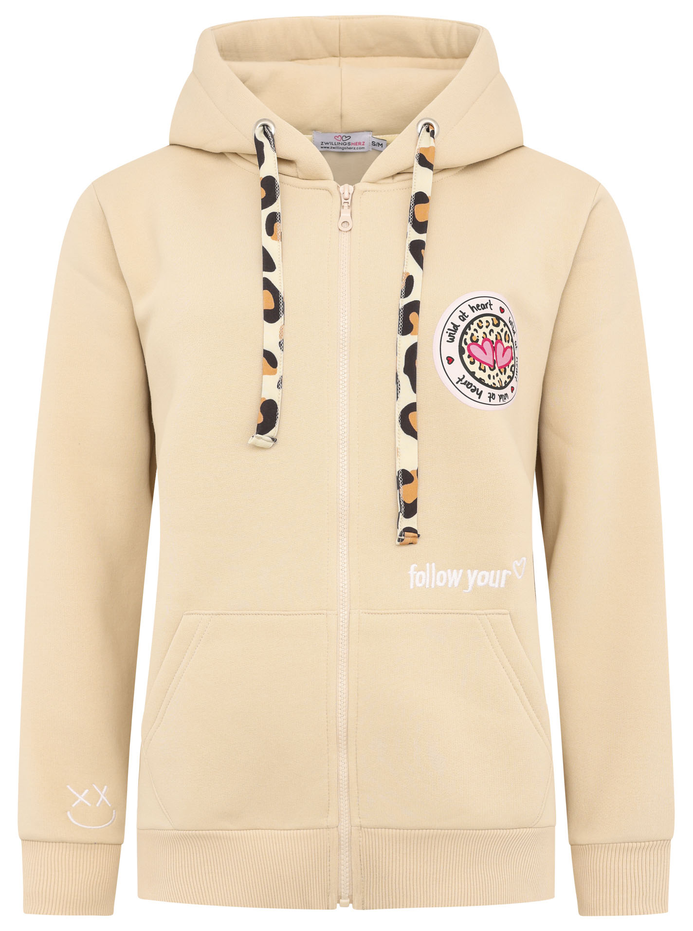 Zwillingsherz Kapuzensweatjacke, mit Bindebändern in Leo-Optik Zwillingsherz Kapuzensweatjacke, mit Bindebändern in Leo-Optik von zwillingsherz