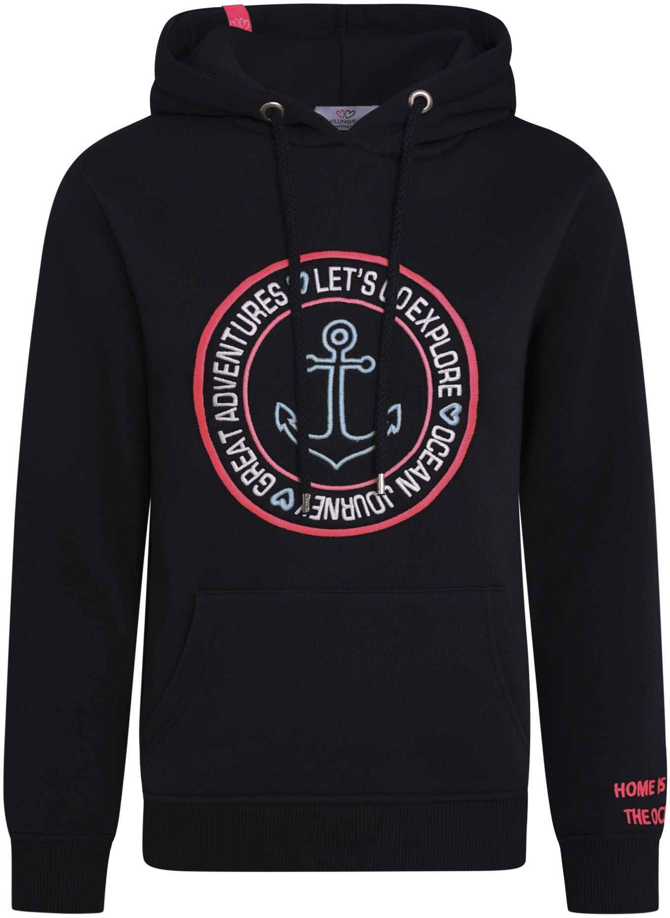 Zwillingsherz Kapuzensweatshirt, mit Ankeraufstick und neonfarbenen Details Zwillingsherz Kapuzensweatshirt, mit Ankeraufstick und neonfarbenen Details von zwillingsherz