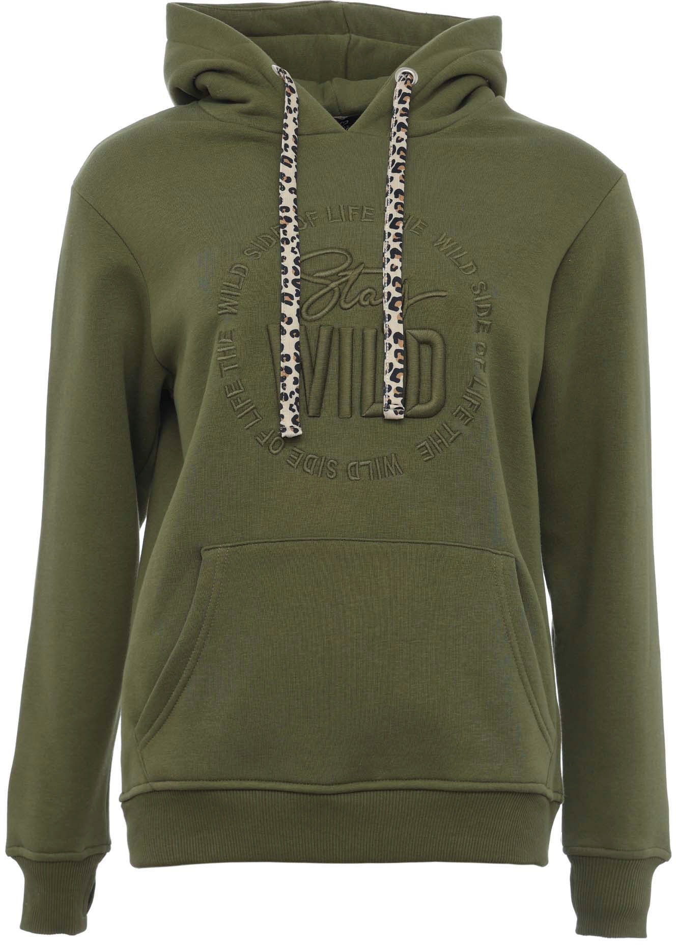 Zwillingsherz Kapuzensweatshirt, mit gleichfarigem "Stay Wild"-Aufstick und Bändchen im Leo-Design Zwillingsherz Kapuzensweatshirt, mit gleichfarigem "Stay Wild"-Aufstick und Bändchen im Leo-Design von zwillingsherz