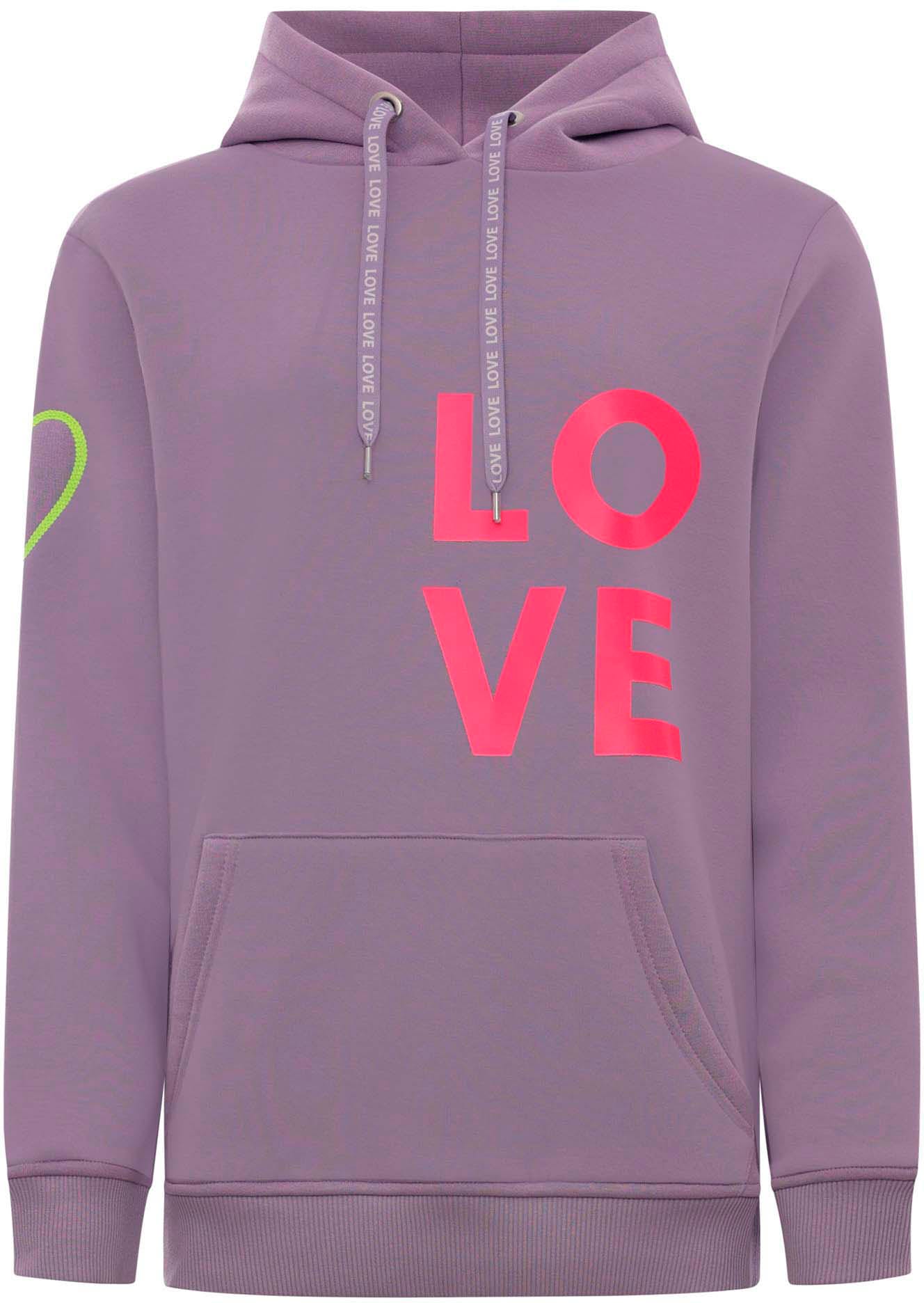 Zwillingsherz Kapuzensweatshirt, mit "Love"-Aufdruck und gesticktem Herz am Ärmel von zwillingsherz