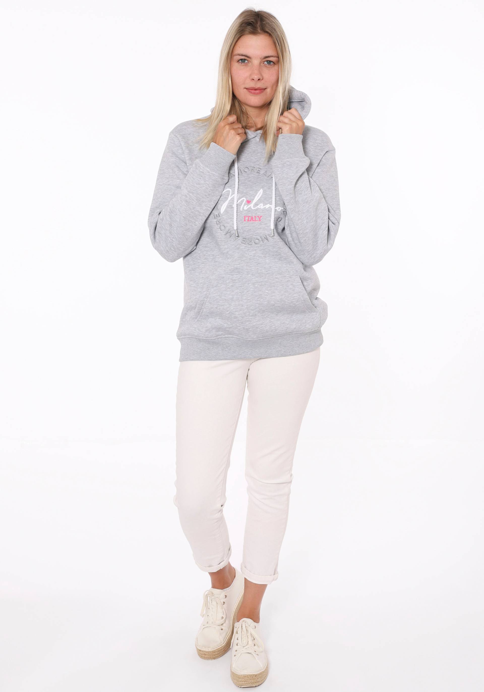 Zwillingsherz Kapuzensweatshirt, mit "Amore"-Schriftzug und Herzchen am Rücken Zwillingsherz Kapuzensweatshirt, mit "Amore"-Schriftzug und Herzchen am Rücken von zwillingsherz