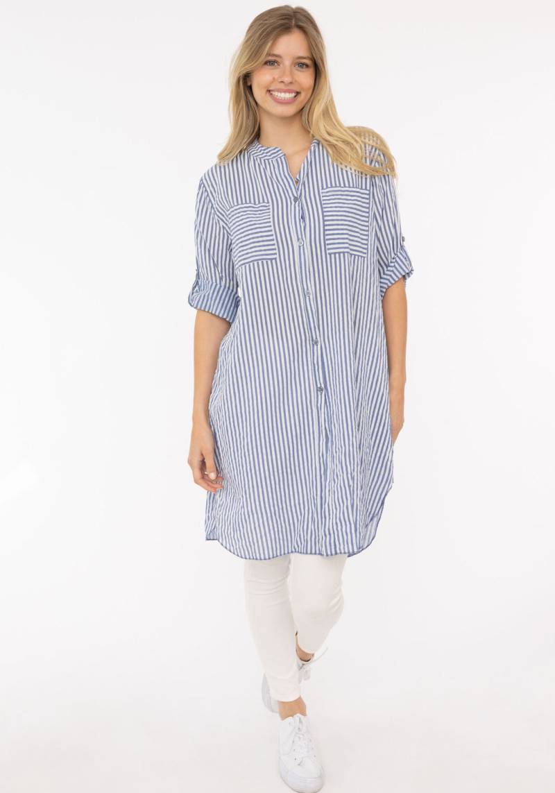 Zwillingsherz Kurzarmbluse »Longbluse "Kida"«, mit hochgekrempelten Ärmel, One Size von zwillingsherz
