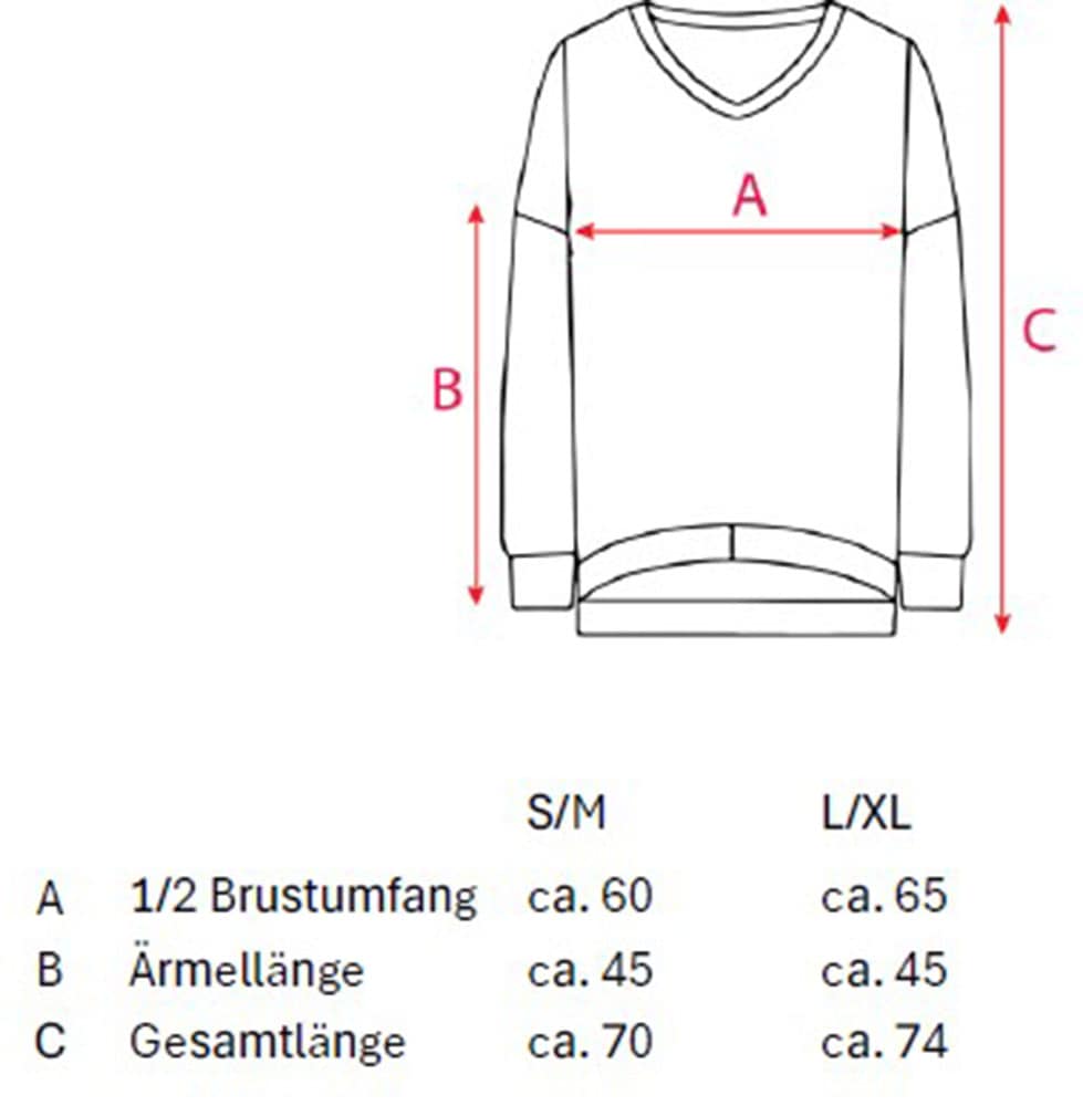 Zwillingsherz Sweatshirt, mit V-Ausschnitt, Frontprint, Vokuhila Schnitt von zwillingsherz