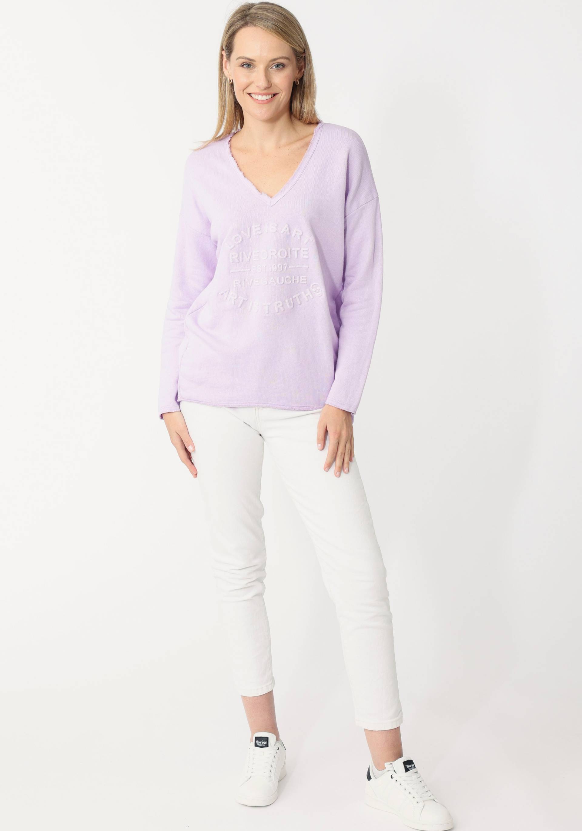 Zwillingsherz Sweatshirt, mit ausgefranstem V-Ausschnitt im Vintage Look Zwillingsherz Sweatshirt, mit ausgefranstem V-Ausschnitt im Vintage Look von zwillingsherz