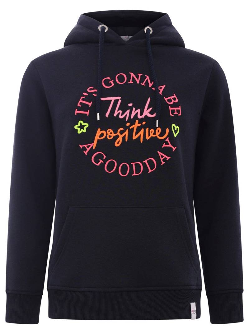 Zwillingsherz Sweatshirt, mit Kapuze und "Think positiv" Aufstick in Neonfarben von zwillingsherz